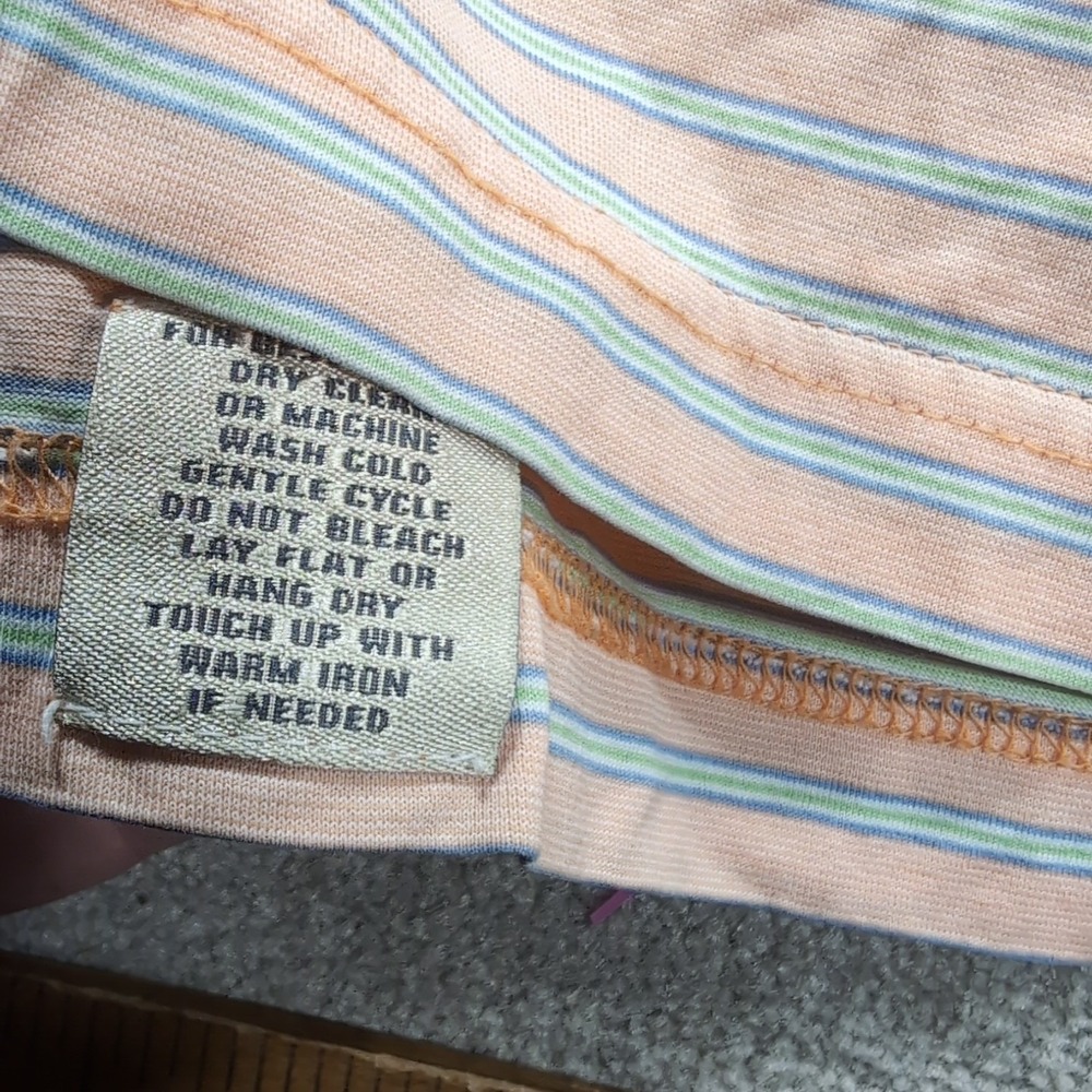 Peter Millar Comfort Polo Shirt Mens L‎ Peach Striped Golf Activewear Pink - Picture 7 of 9
